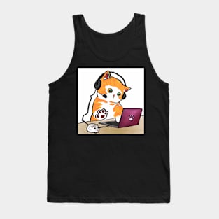 Work from home cat Tank Top